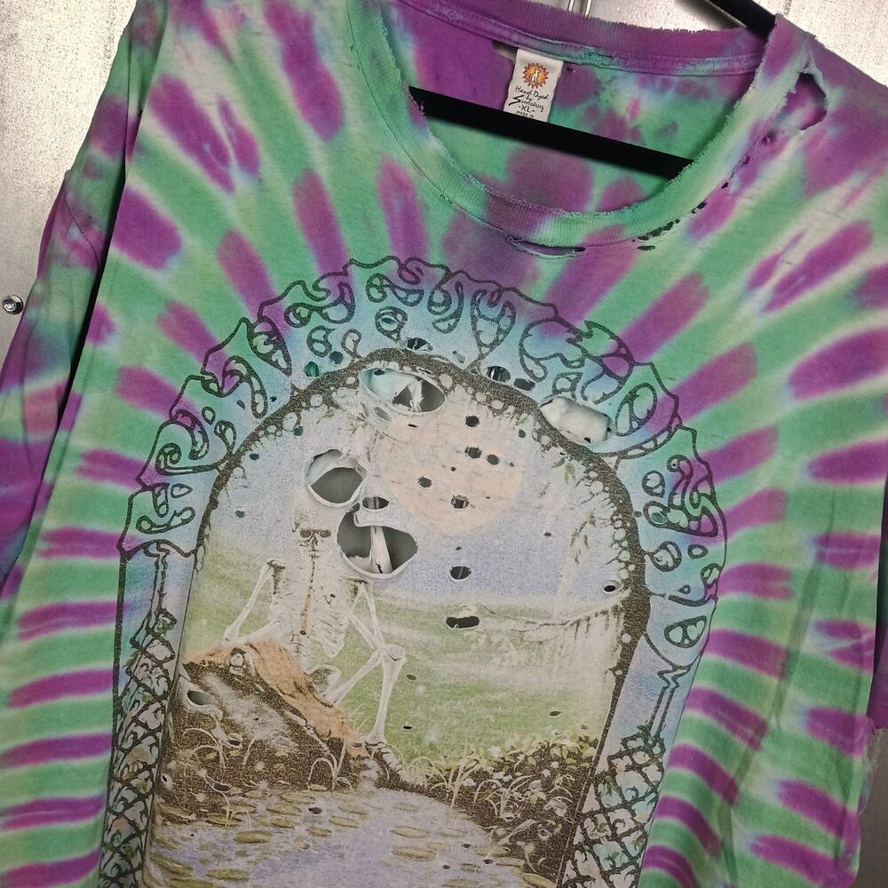 Grateful Dead Thrashed Destroyed Vintage Y2K 2000s 30 Years Skull Stealie XL